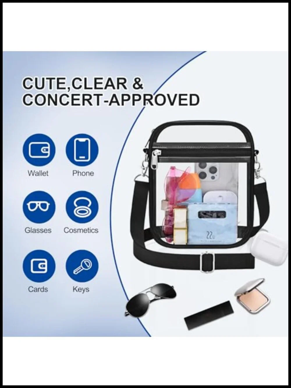 Clear Purse for Women Stadium Approved Hobo Shoulder Bag PVC Water-Resistant